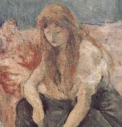 Berthe Morisot Detail of two girls painting